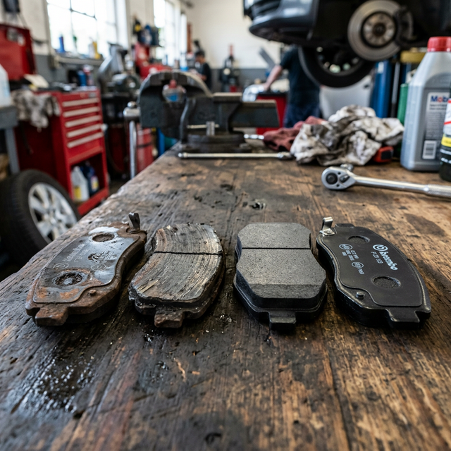Brake pads showing signs of wear - when to replace brakes